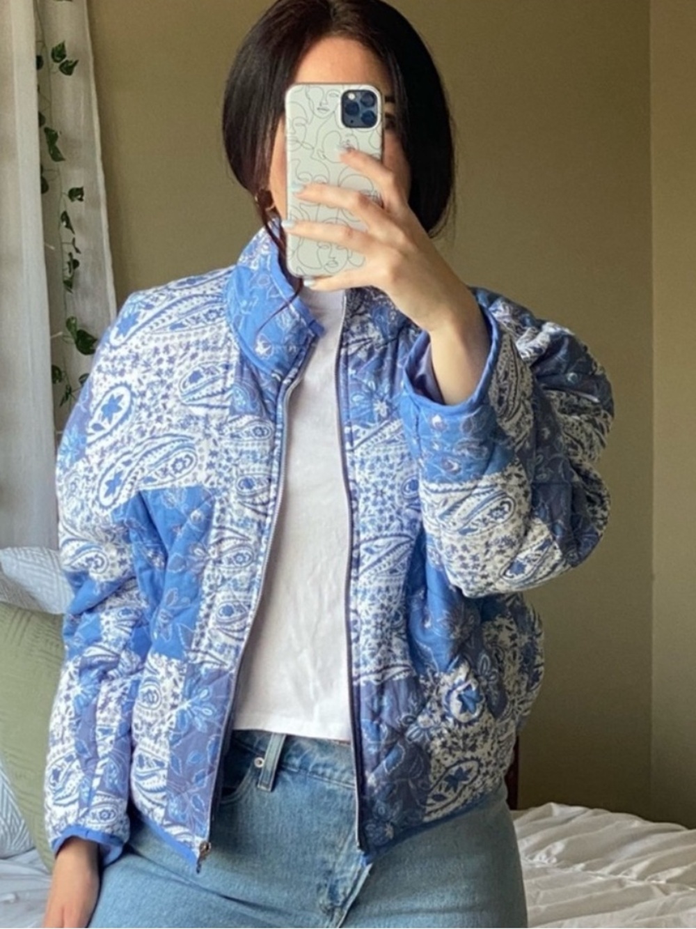 7 For All Mankind Blue Paisley Quilted Jacket